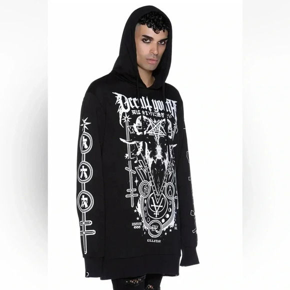 Killstar Occult Youth Satanic Gothic Punk Baphomet Pullover Hoodie Sz M - Picture 1 of 11